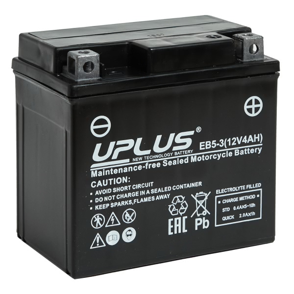 Аккумулятор UPLUS LEOCH EB5-3 (CT1205 YTX5L-BS) 12В 4Ач 70CCA 113x70x105 мм Обратная (-+)