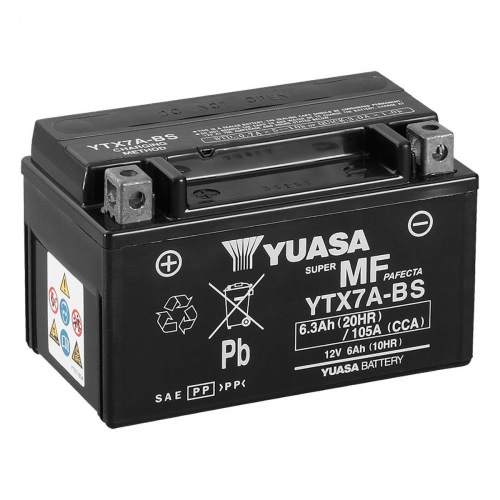 Аккумулятор Yuasa YTX7A-BS 12В 6Ач 105CCA 150x87x93 мм Прямая (+-)
