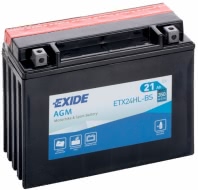 Аккумулятор EXIDE ETX24HL-BS 12В 21Ач 350CCA 205x87x162 мм Обратная (-+)