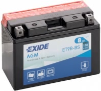 Аккумулятор EXIDE ET9B-BS 12В 8Ач 110CCA 150x70x105 мм Прямая (+-)